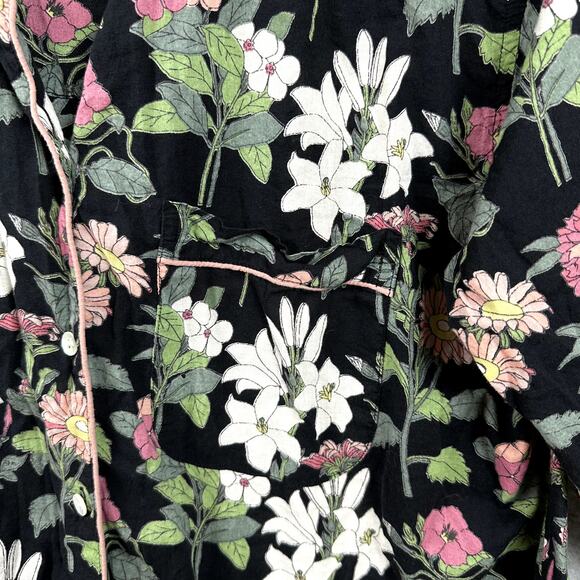 Mahogany Nightshirt Size S Black Floral Dress Button Down Collared Cottage - Picture 7 of 9